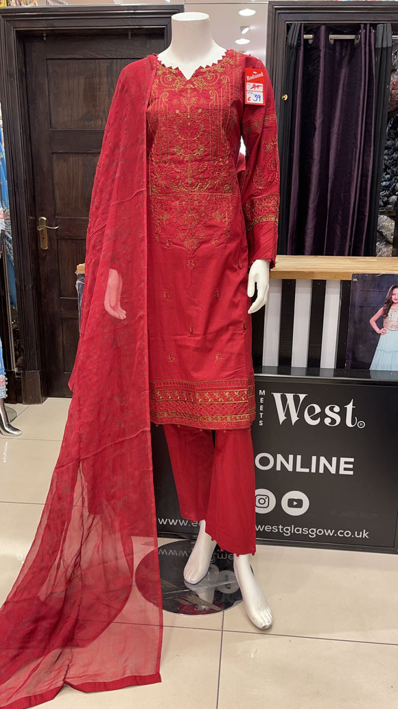 Cotton Embroidered 3 piece suit 31A