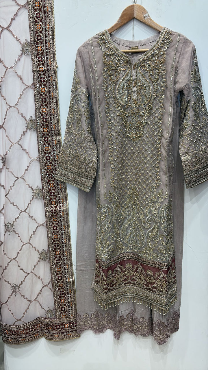 330A - LIGHT PINK NET EMBROIDERED SUIT