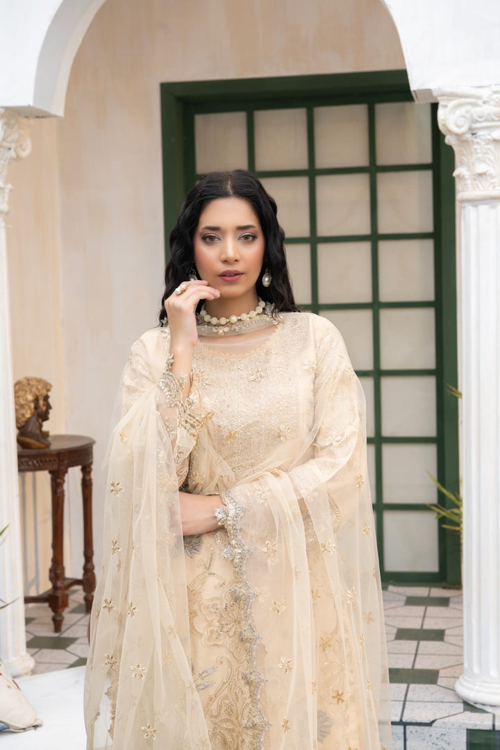 1149C - Light Beige Embroidered Linen 3 Piece suit
