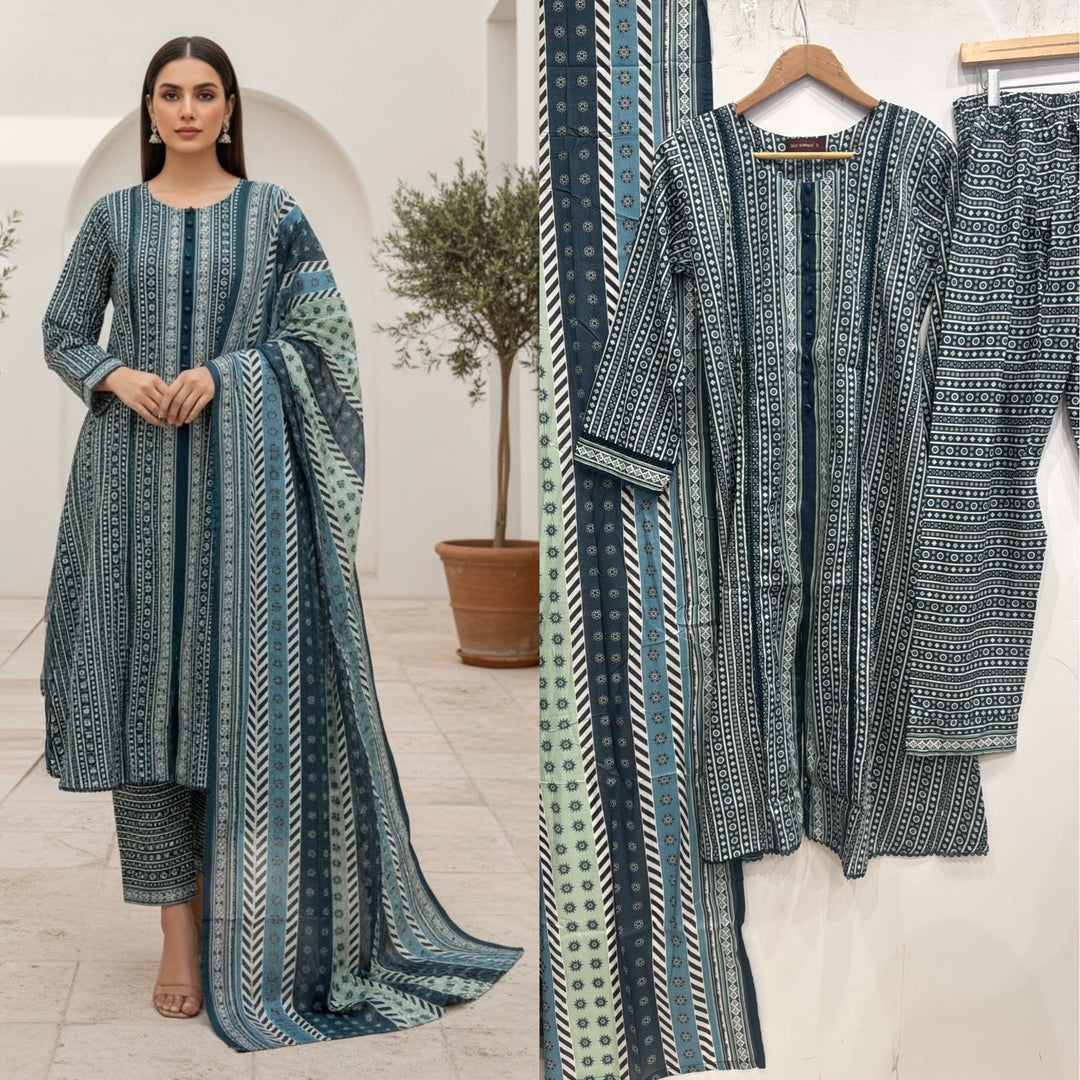 BS01 - BIN SAEED LAWN PRINT 3 PIECE SUIT