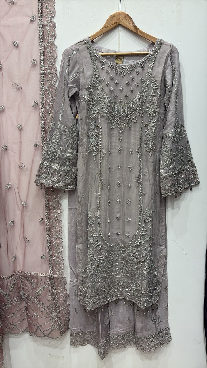 325C- Embroidered Chiffon 3 Piece Suit
