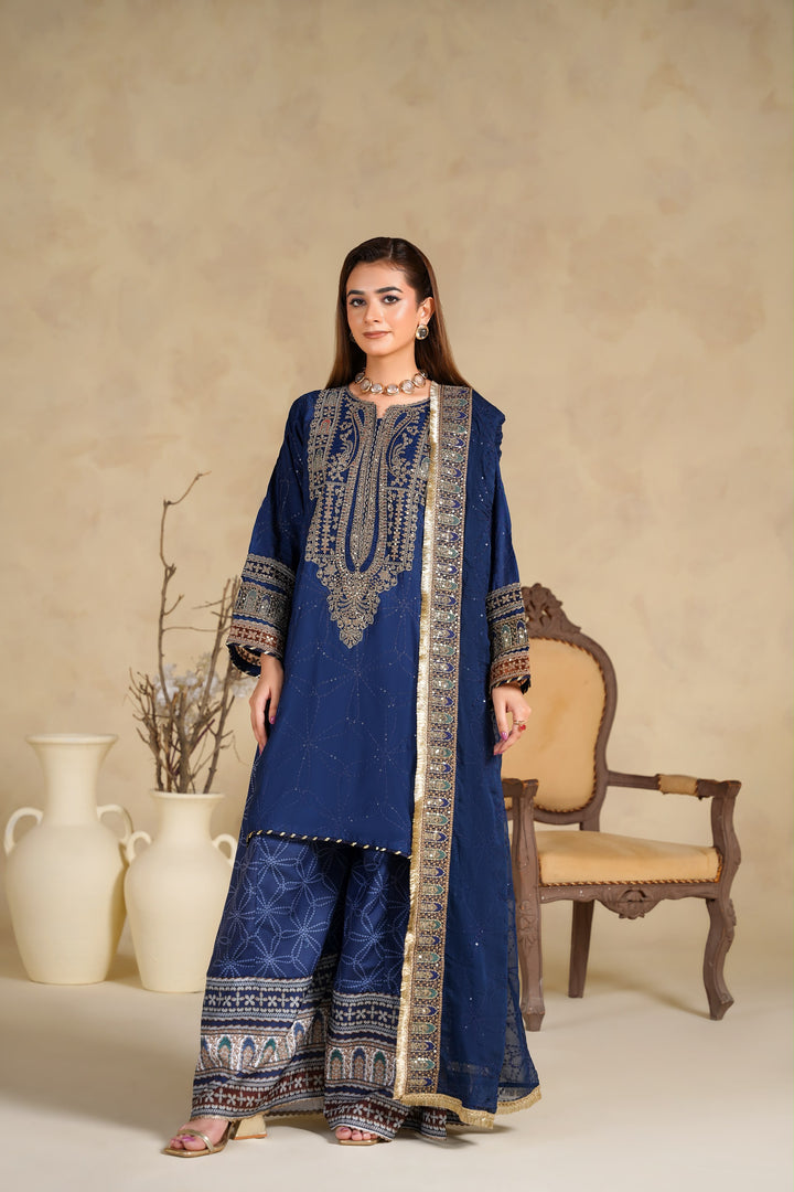 1121A - Navy Blue Embroidered Pakistani Suit – Regal Festive Edit
