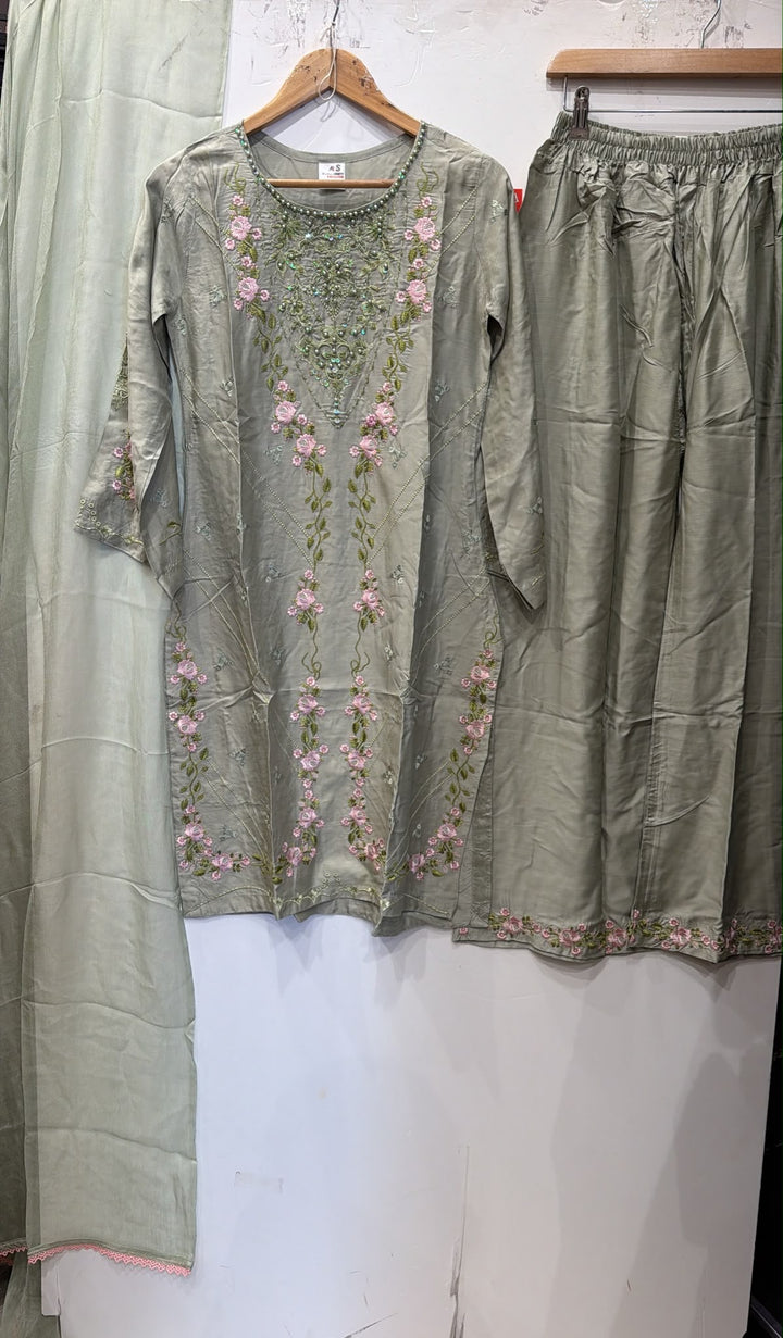 1137AViscose Embroidered Pakistani Suit with Palazzo (Copy) - East meets west clothing 