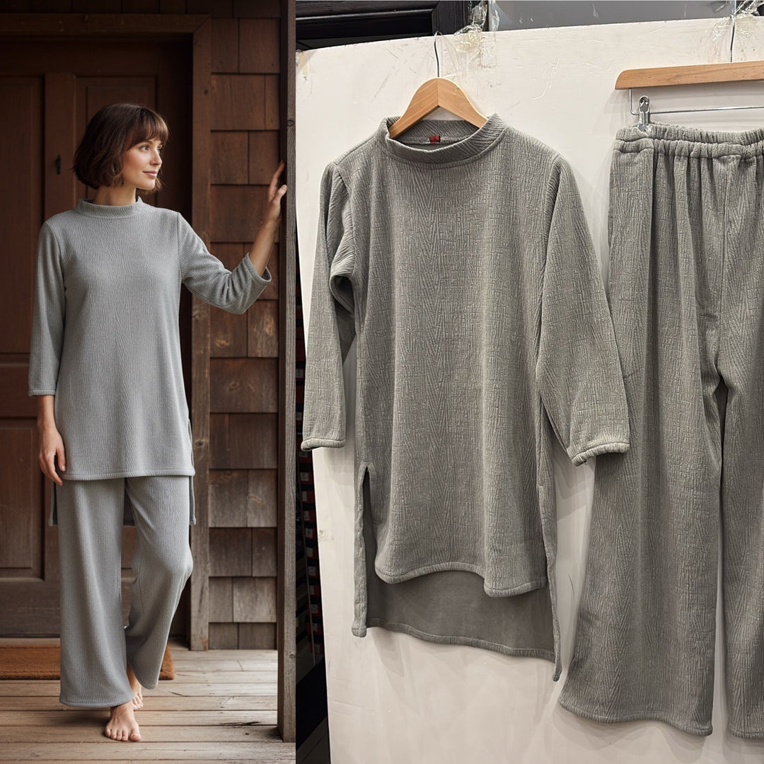 LV02 - LIGHT GREY WINTER STRETCH JERSEY CO-ORD SETS