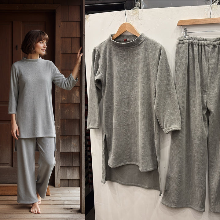 LV02 - LIGHT GREY WINTER STRETCH JERSEY CO-ORD SETS