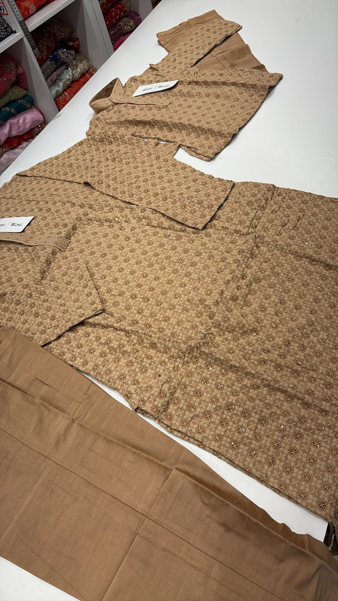 CK708 - Beige Gold Chikankari Set for Boys and Men