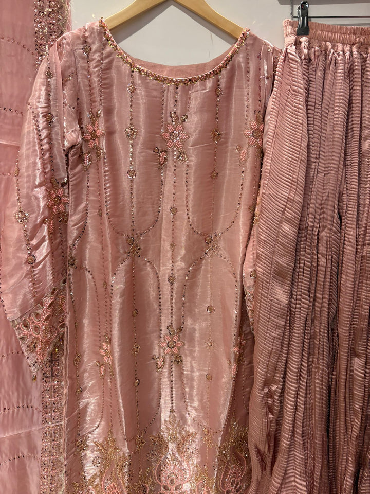 390Q- EMBROIDERED & EMBELLISHED SILK SUIT