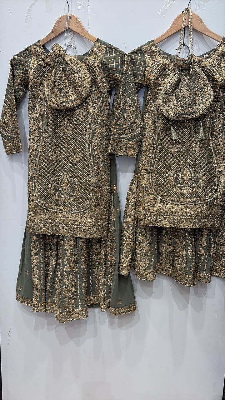 K685A- GIRLS EMBROIDERED SHARARA DRESS