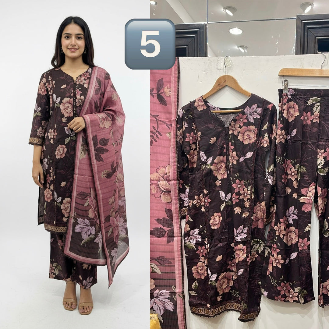 BL05- LINEN PRINT 3 PIECE SUIT