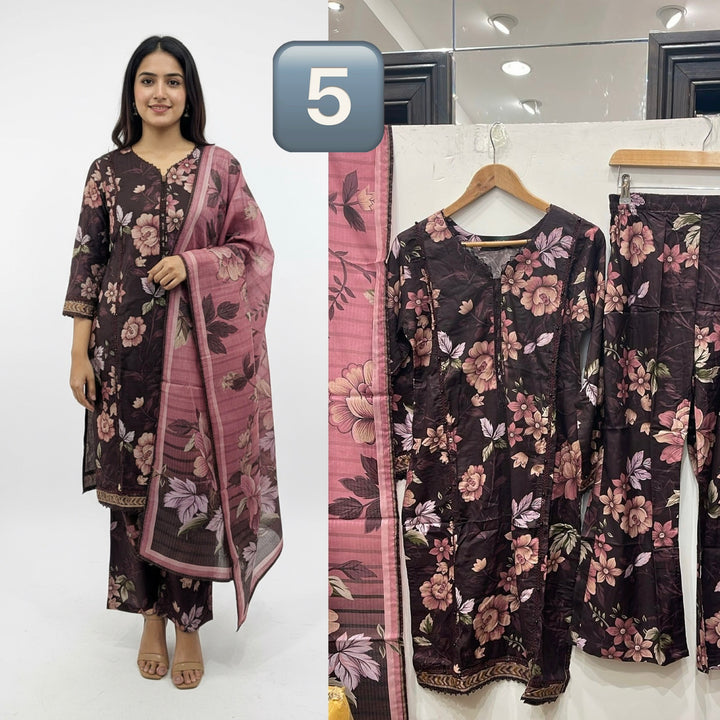 BL05- LINEN PRINT 3 PIECE SUIT