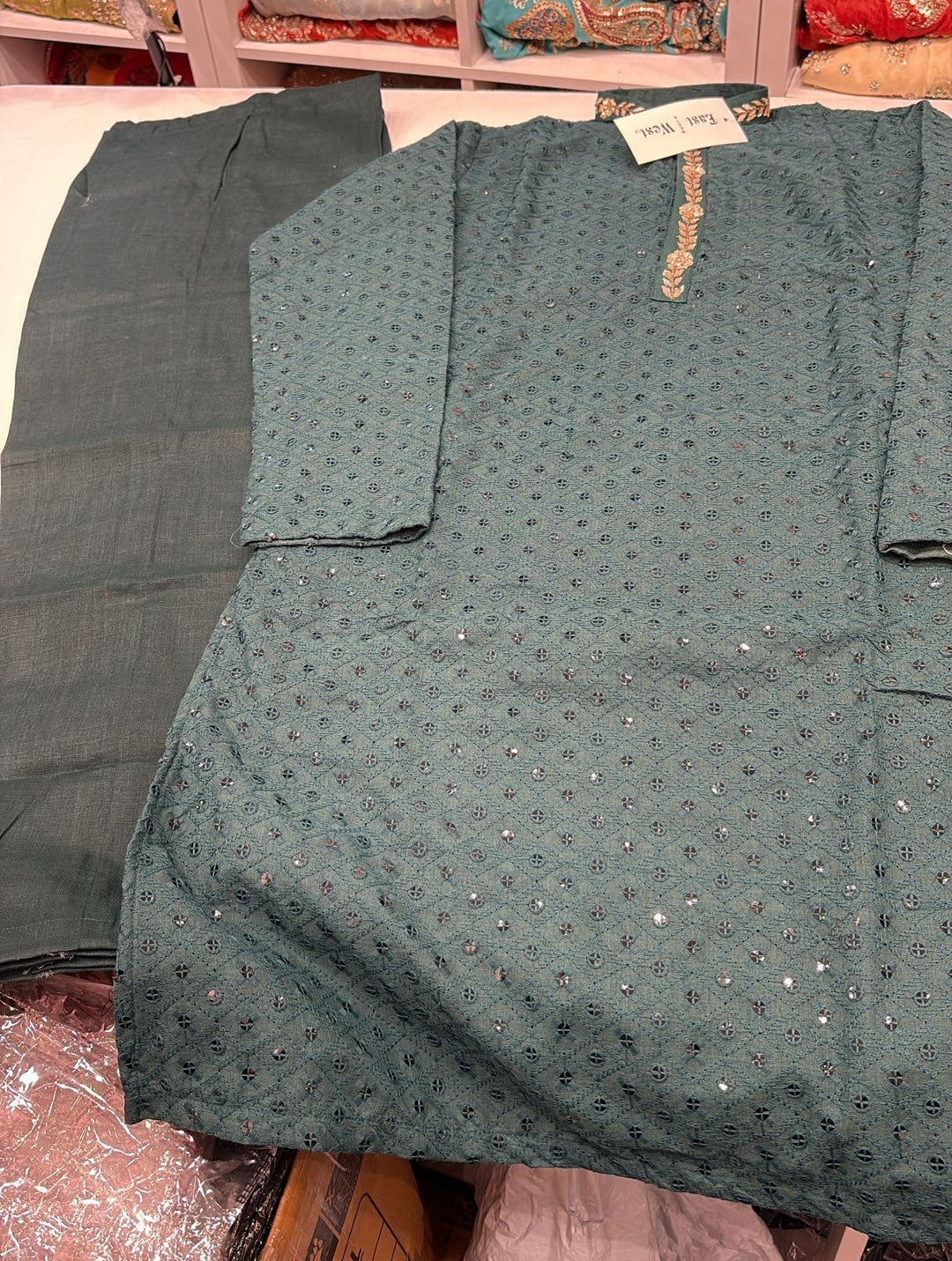CK724 - Green Chikankari Set for Boys and Men