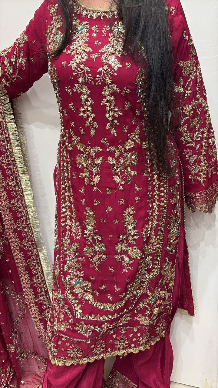EMBROIDERED & EMBELLDHED 3 PIECE SUIT 349A