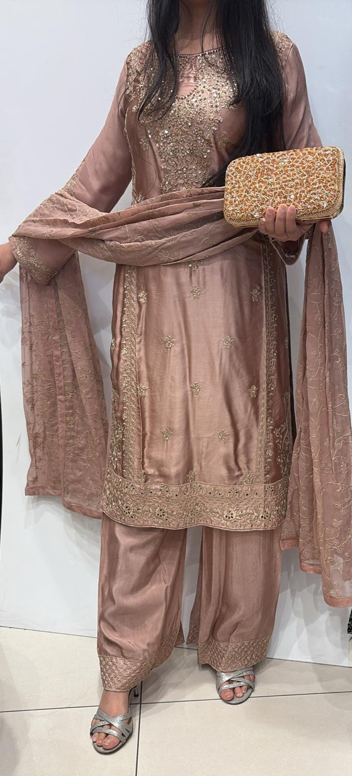 AG22d- EMBROIDERED SILK 3 PIECE SUIT