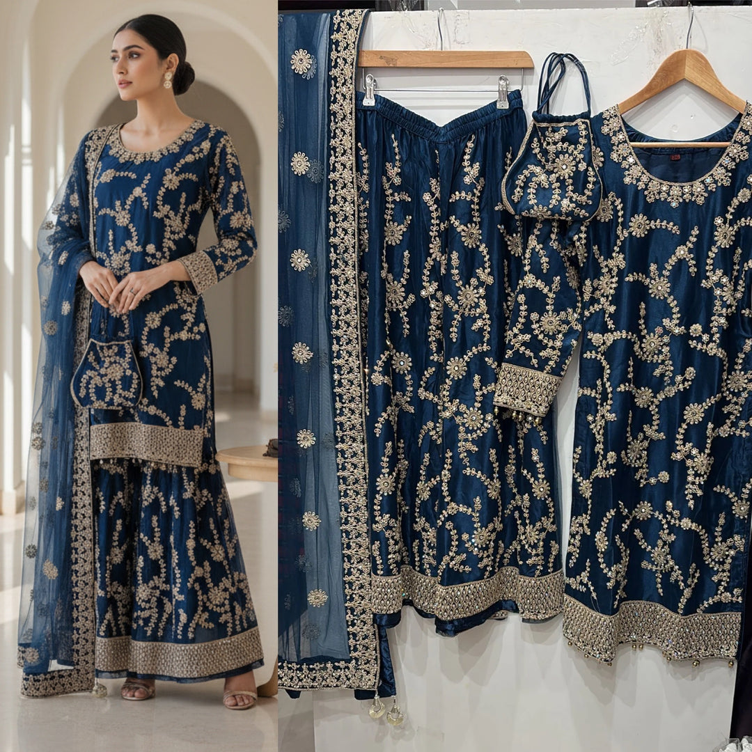 0171E- EMBROIDERED & EMBELLISHED NET SUIT