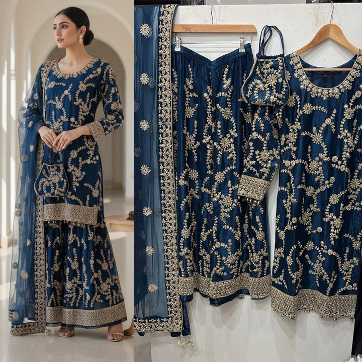 0171E- EMBROIDERED & EMBELLISHED NET SUIT