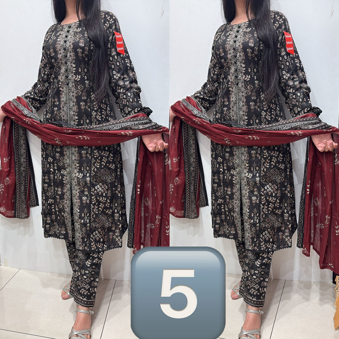 NBS05- Bin Saeed Lawn Print 3 Piece Suit