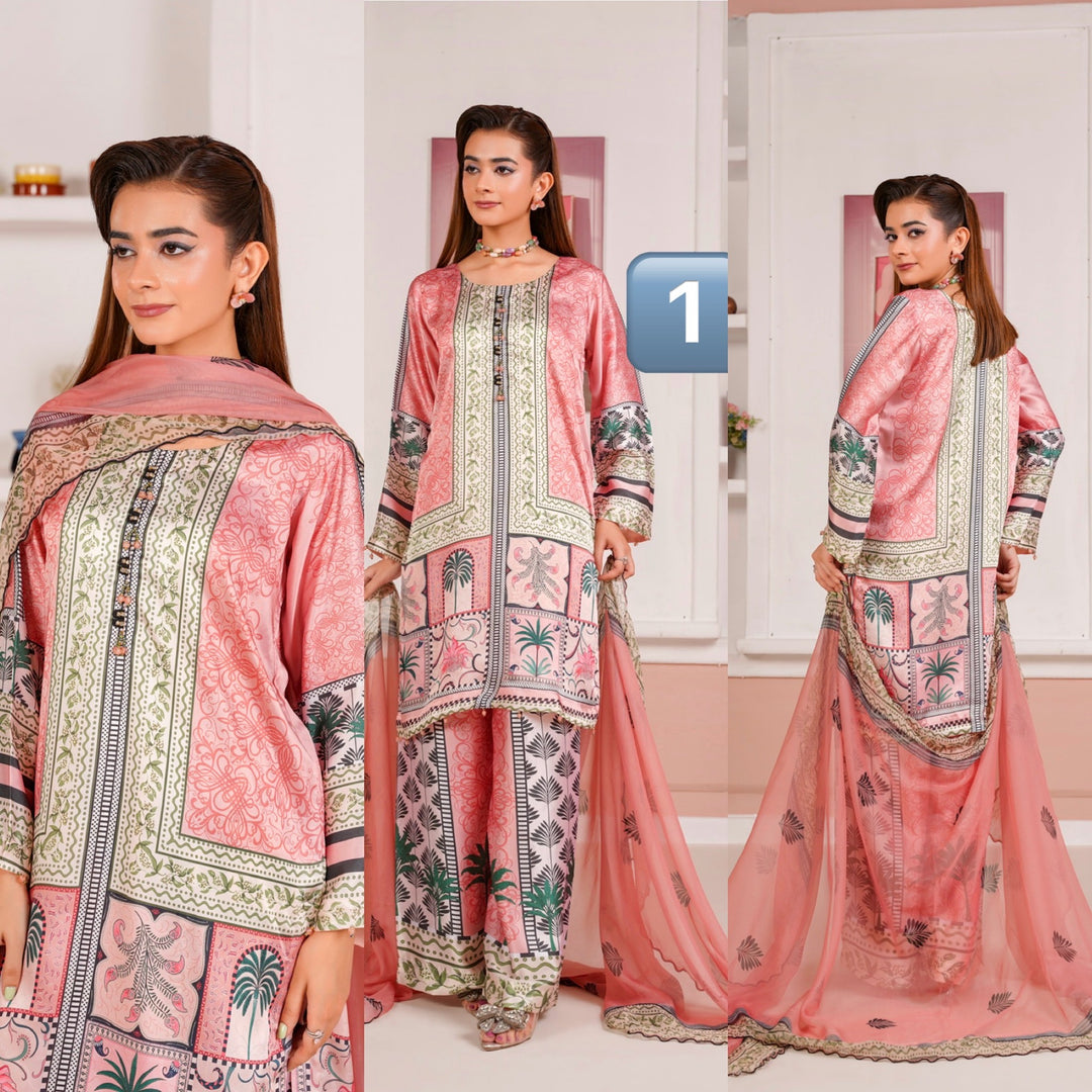 NSH01 - Elegant Silk 3-Piece co-ord Pakistani Suit