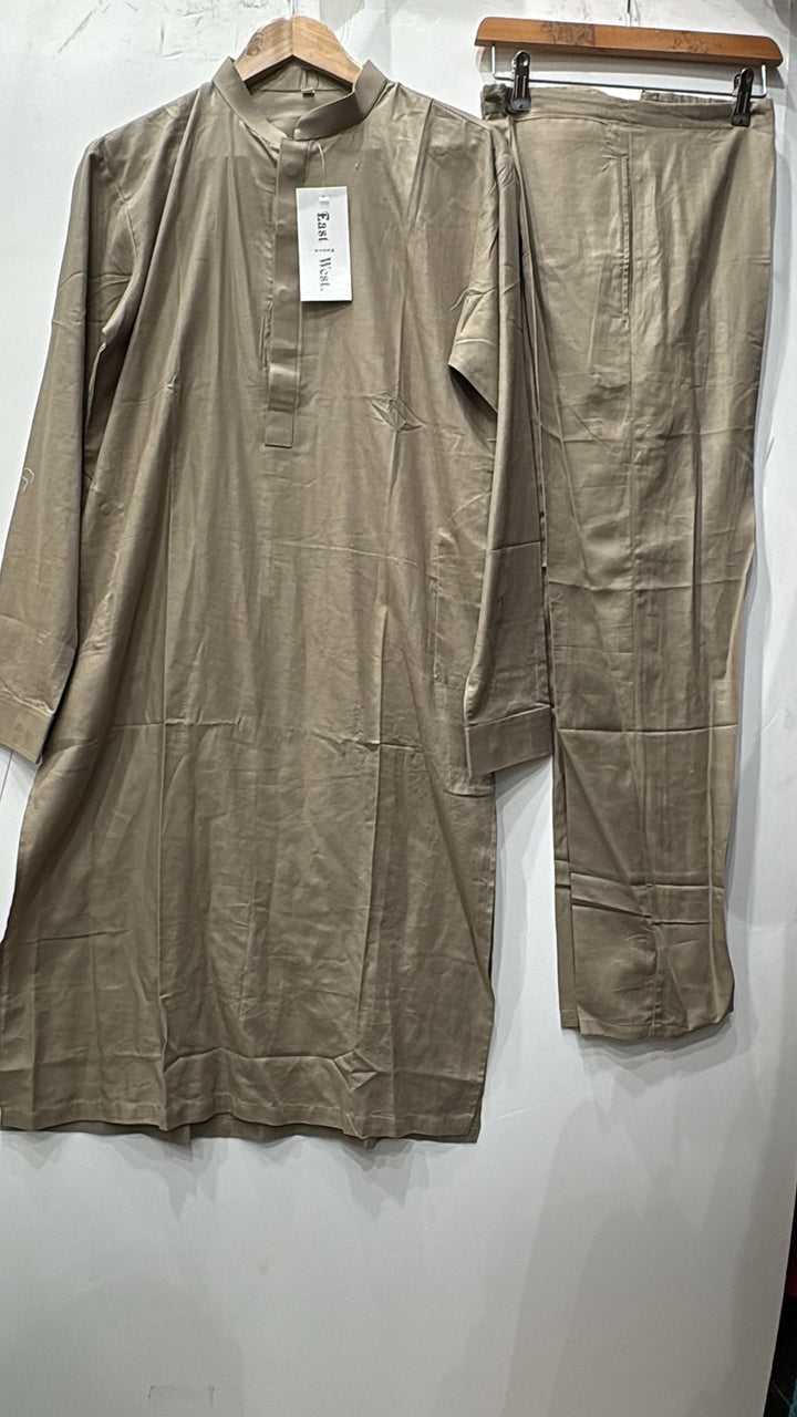 Dno. 02b Men's beige gold traditional Kameez set