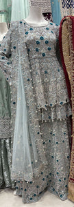 HEAVILY EMBROIDERED NET LENGHA DRESS 0189A