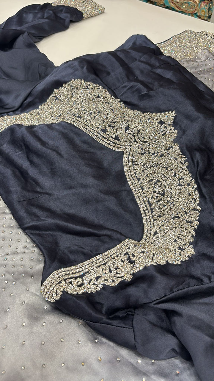 HEAVILY EMBROIDERED & EMBELLISHED SILK SAREE & BLOUSE SR47