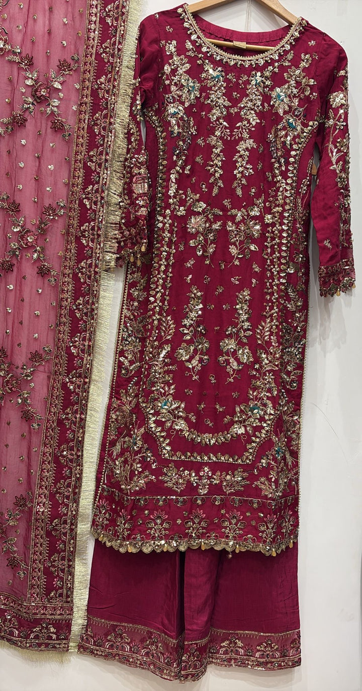 EMBROIDERED & EMBELLDHED 3 PIECE SUIT 349A
