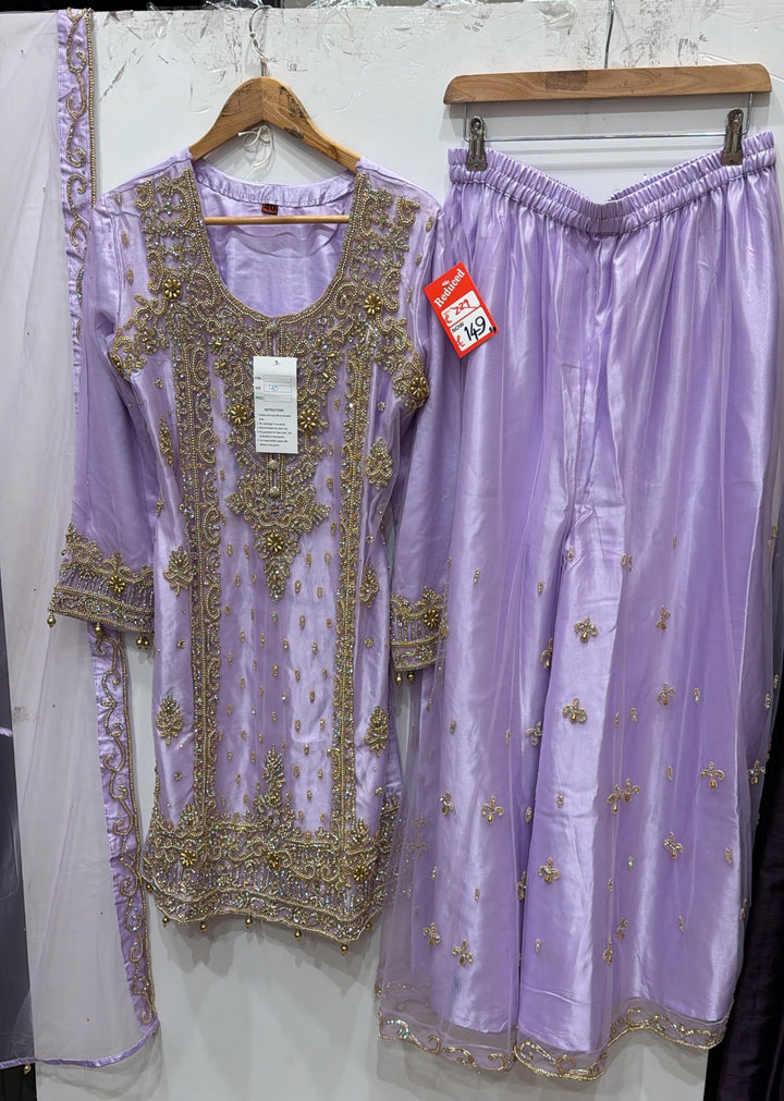 142C EMBROIDERED & EMBELLISHED NET 3 PIECE SUIT