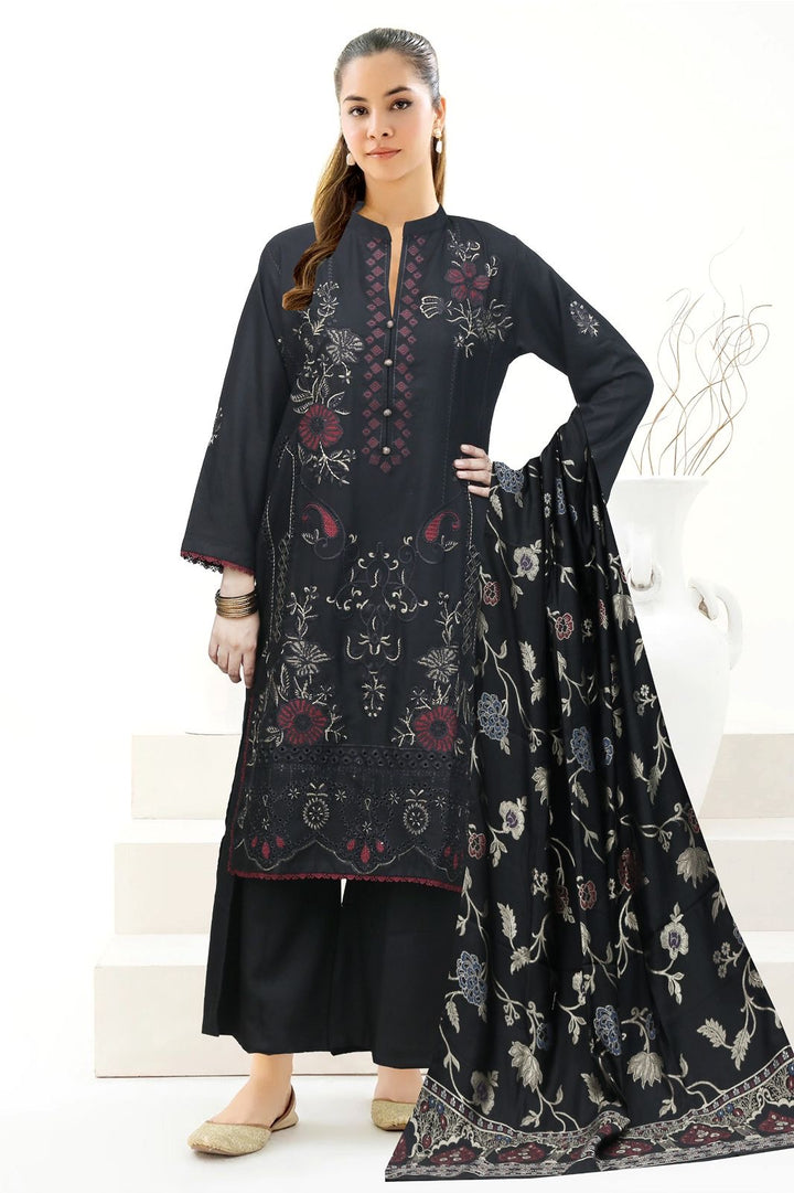 DF06 - BLACK DHANAK LINEN EMBROIDERED SUIT