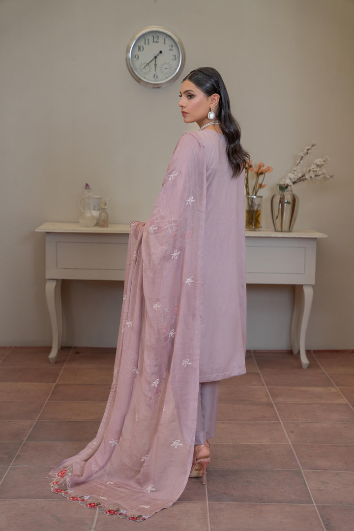 1141B - Purple Embroidered Linen 3 Piece suit