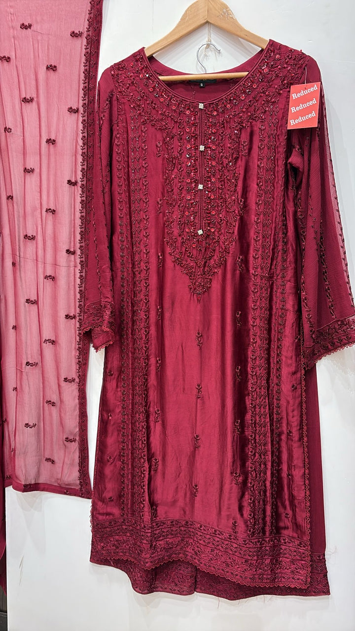 AG21b- EMBROIDERED SILK 3 PIECE SUIT