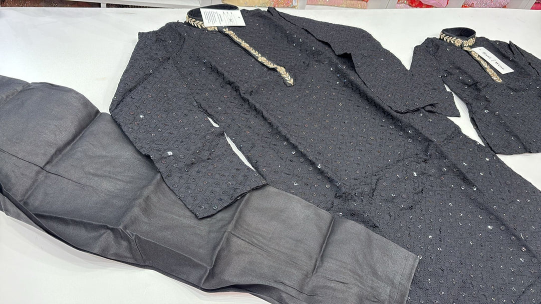 CK721 - Black Chikankari Set for Boys and Men
