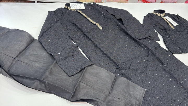 CK721 - Black Chikankari Set for Boys and Men