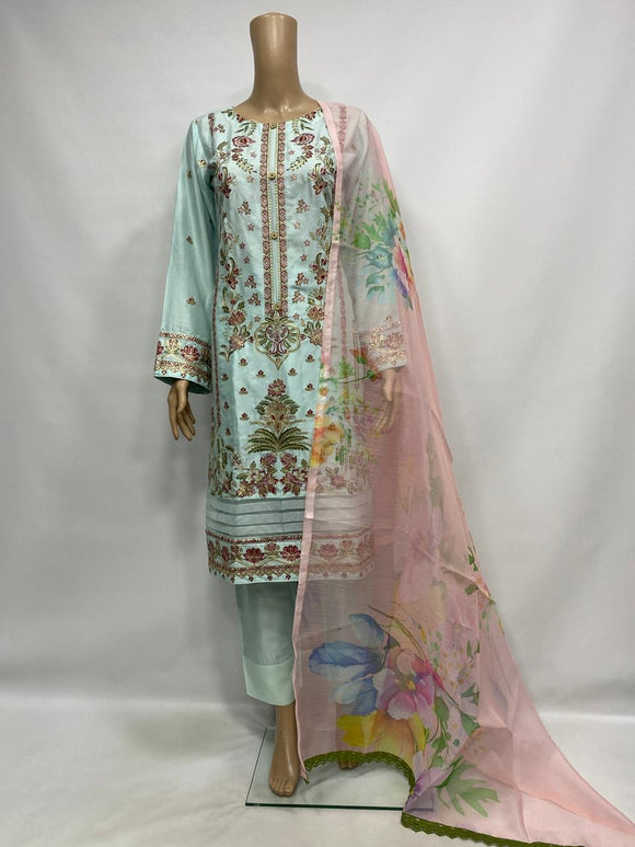 EMBROIDERED COTTON 3 PIECE SUIT 71A
