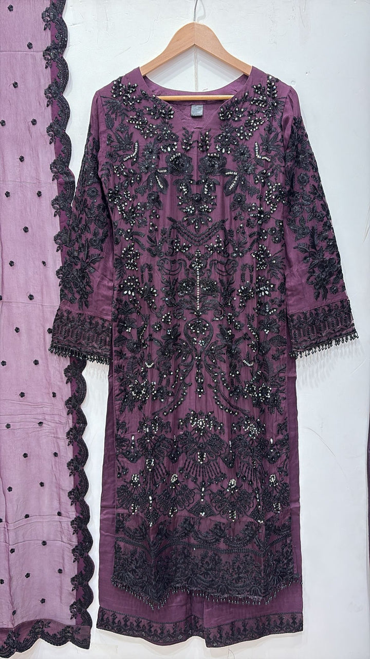 326A- Embroidered Chiffon 3 Piece Suit
