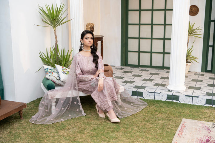 1149D - Mauve Embroidered Linen 3 Piece suit