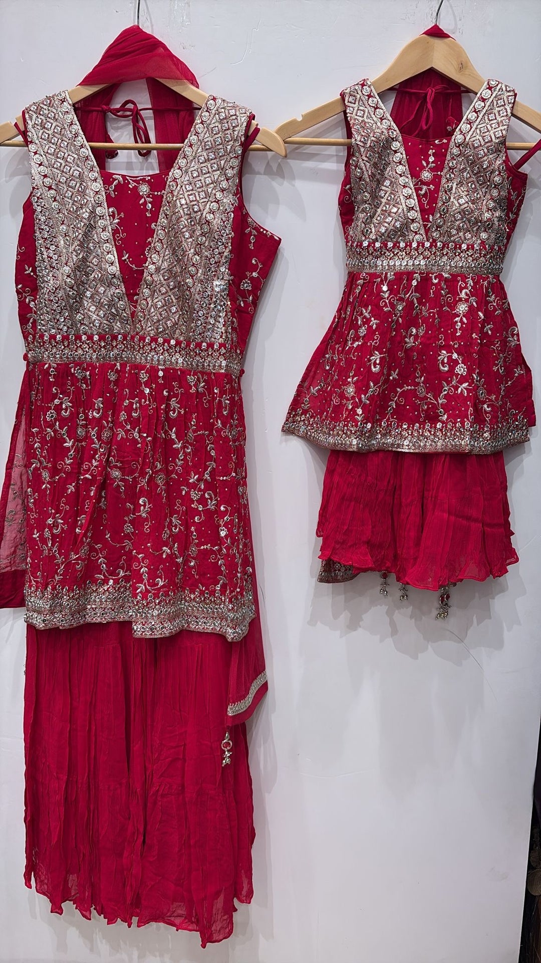 K692A- GIRLS PINK EMBROIDERED SHARARA DRESS
