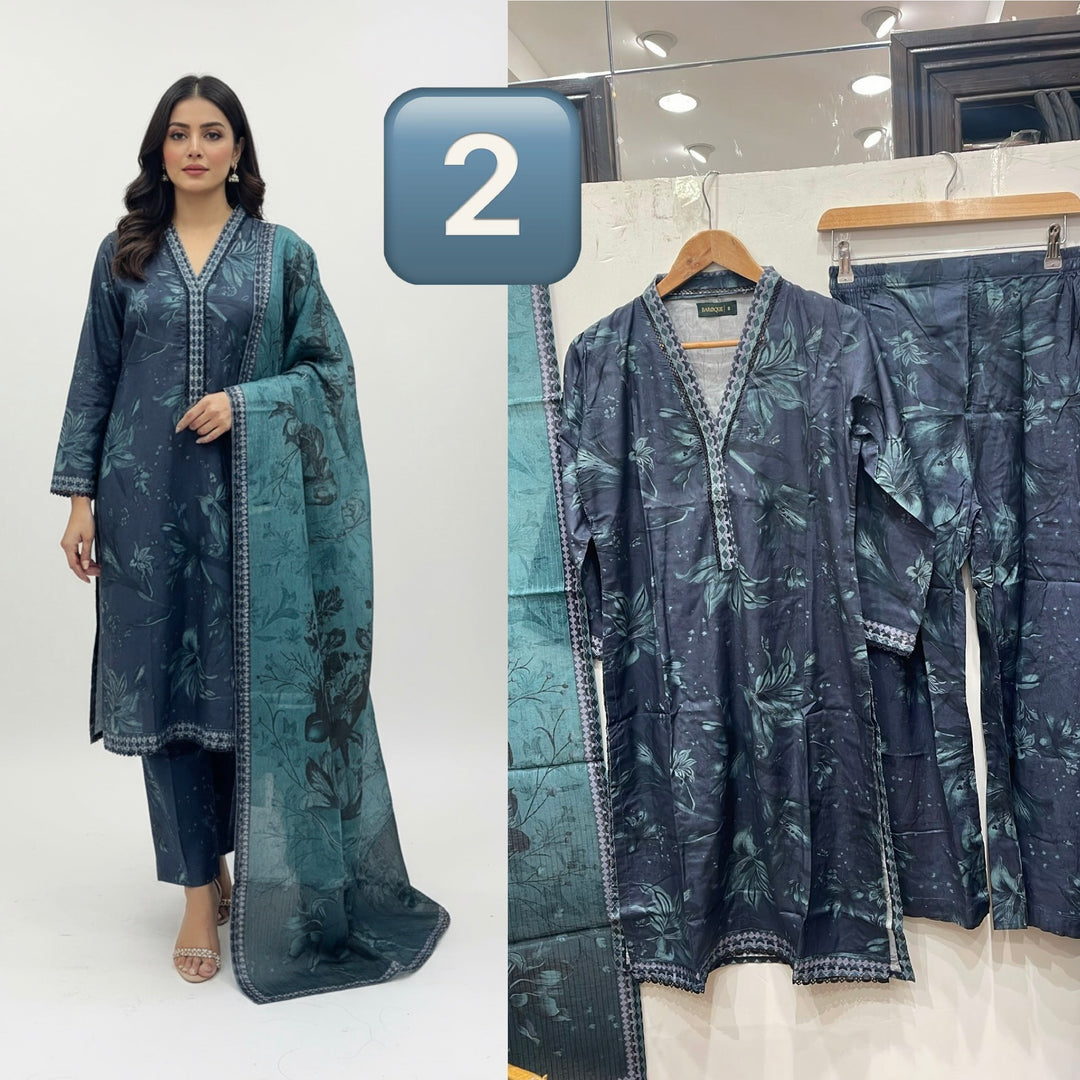 BL02- LINEN PRINT 3 PIECE SUIT