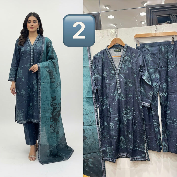 BL02- LINEN PRINT 3 PIECE SUIT