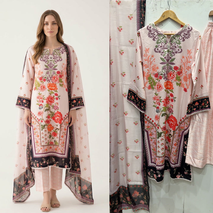 WL01 Embroidered Winter Linen 3-Piece Suit - East meets west clothing 