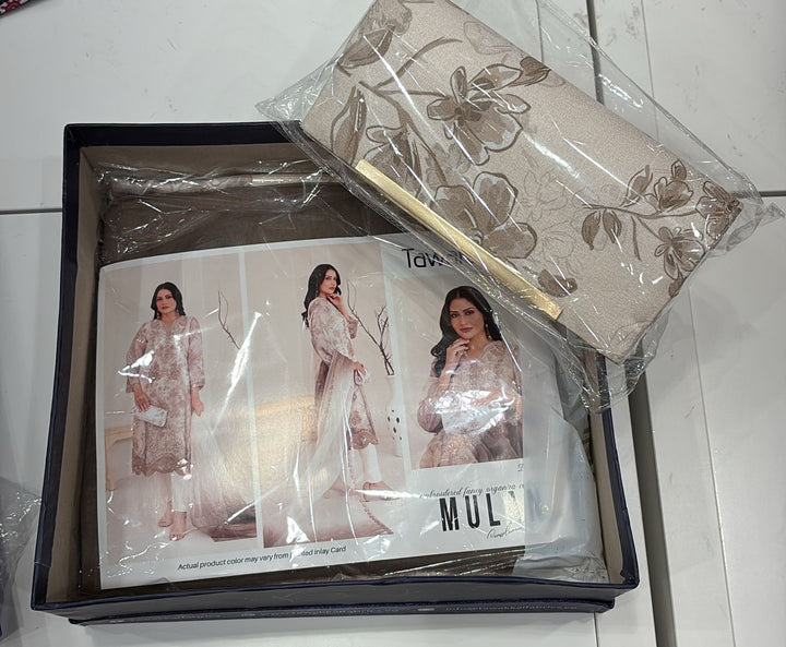 D-2219 MULAN EMBROIDERED ORGANZA SUIT WITH CLUTCH