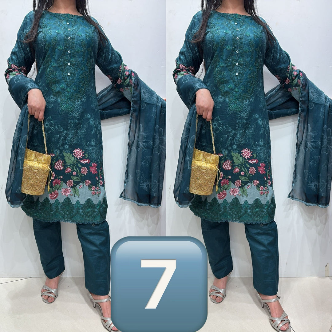 1121G - EMBROIDERED COTTON 3 PIECE SUIT