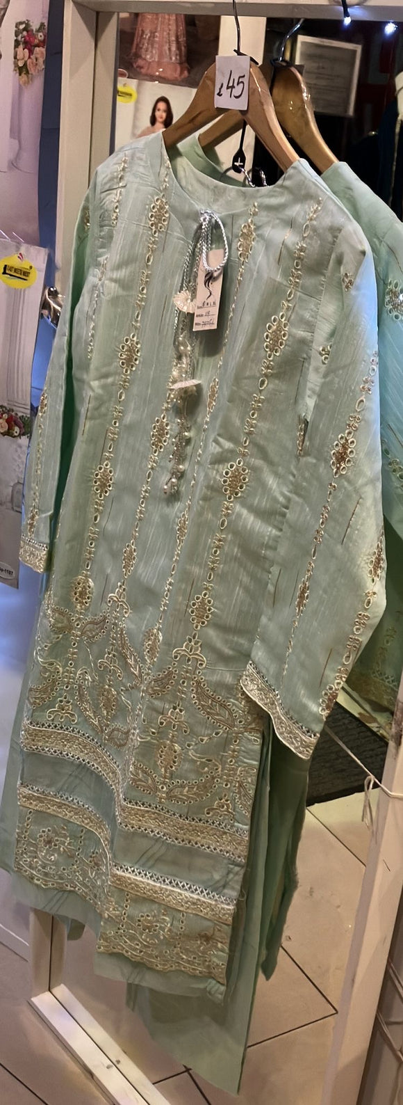 EMBROIDERED 3 PIECE SUIT RAW SILK 216B