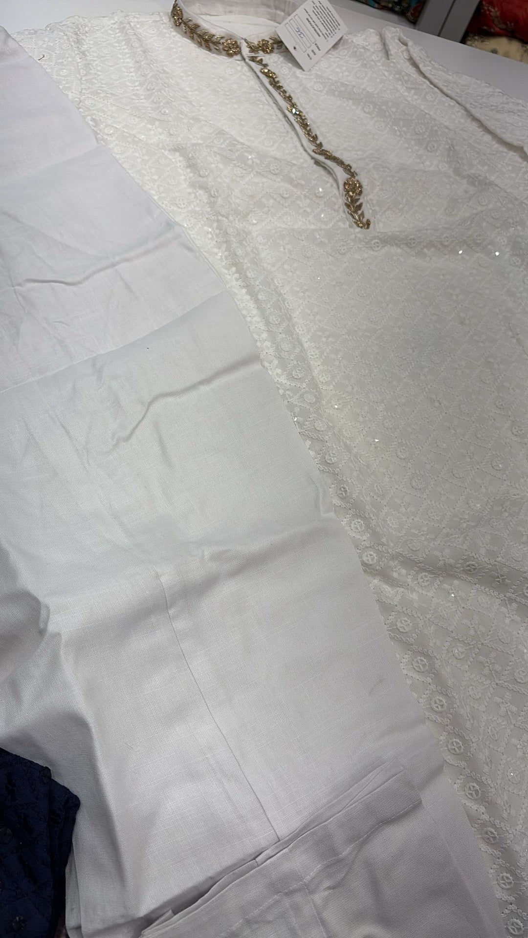 CK722 - White Chikankari Set for Boys and Men