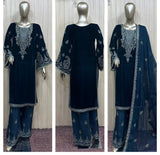 TEAL EMBROIDERED VELVET SUIT NV61E