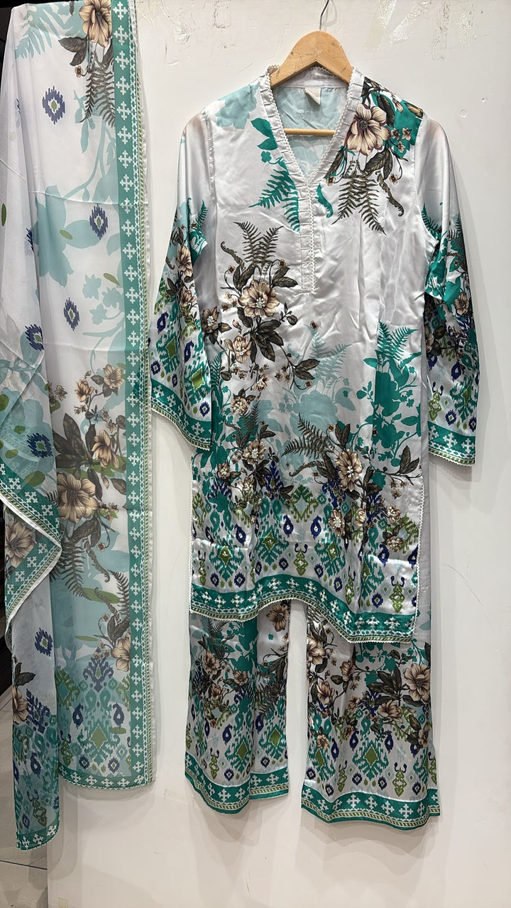 TSH01- EMBELLISHED SILK PRINT 3 PIECE SUIT