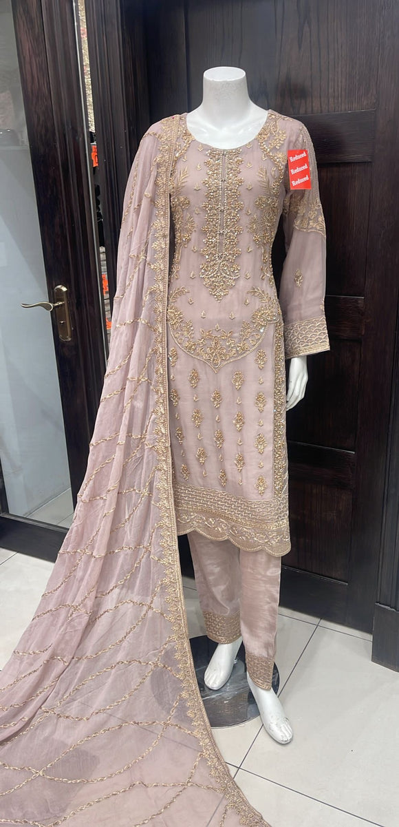 EMBROIDERED CHIFFON 3 PIECE SUIT ADA WORK NM1225B