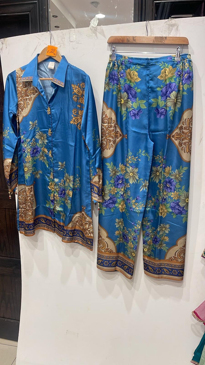 ZC03- SILK PRINT CO-ORD 2 PIECE SUT