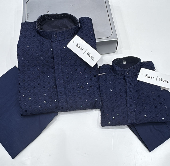 CK732 - Blue Chikankari Set for Boys and Men