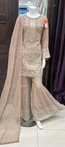 EMBROIDERED CHIFFON GHARARA SUIT 482C