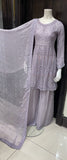 LILAC EMBROIDERED CHIFFON SHARARA SUIT 346D