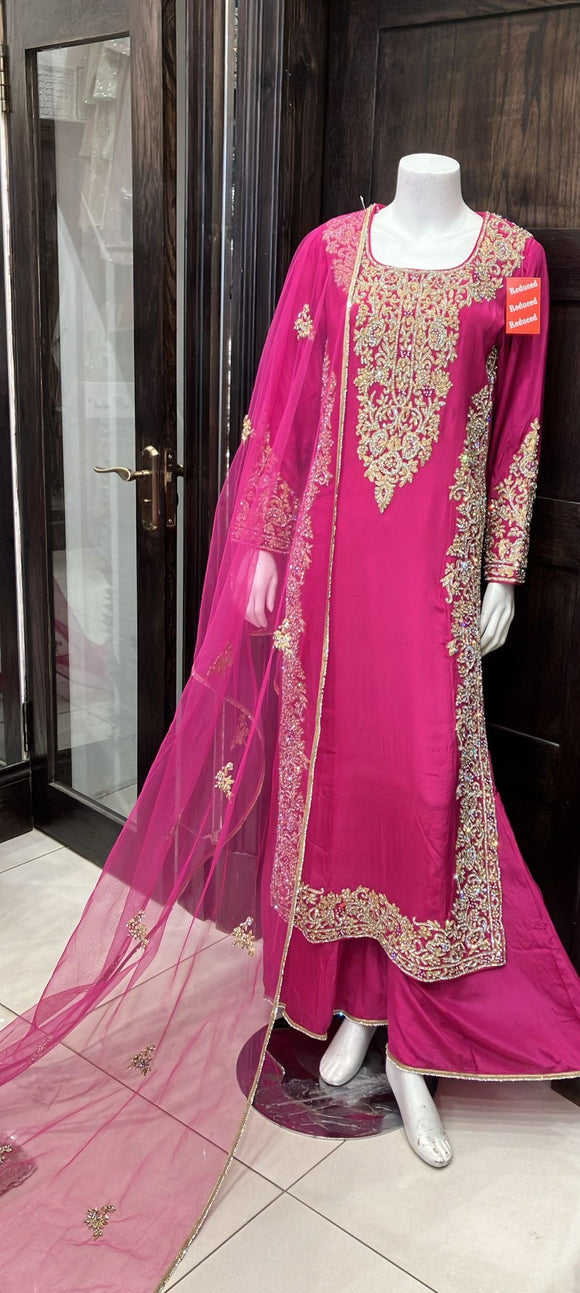 HEAVY EMBROIDERED SILK 3 PIECE SUIT 0191C